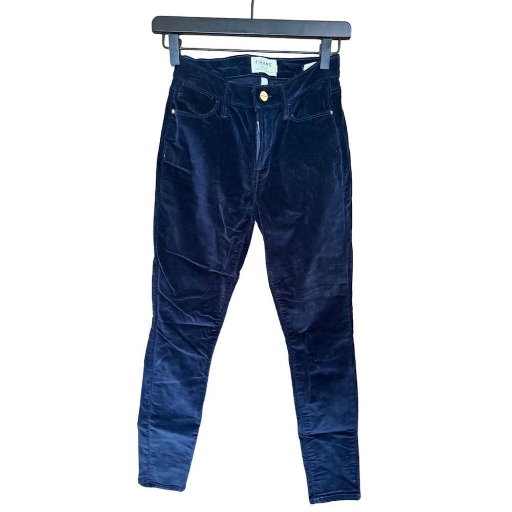 Frame Denim Skinny Stretch Velvet cords  Size 24 Navy Blue
